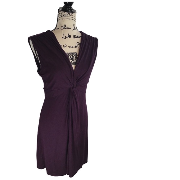EXPRESS - Twisted V-Neck Midi Sleeveless Dress in Plum Purple - M - Picture 10 of 10